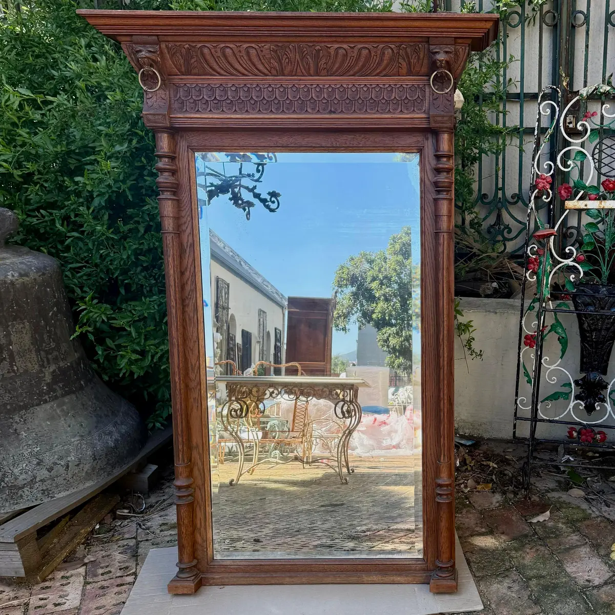 Large Antique Carved Oak French Mirror - Sold 1
