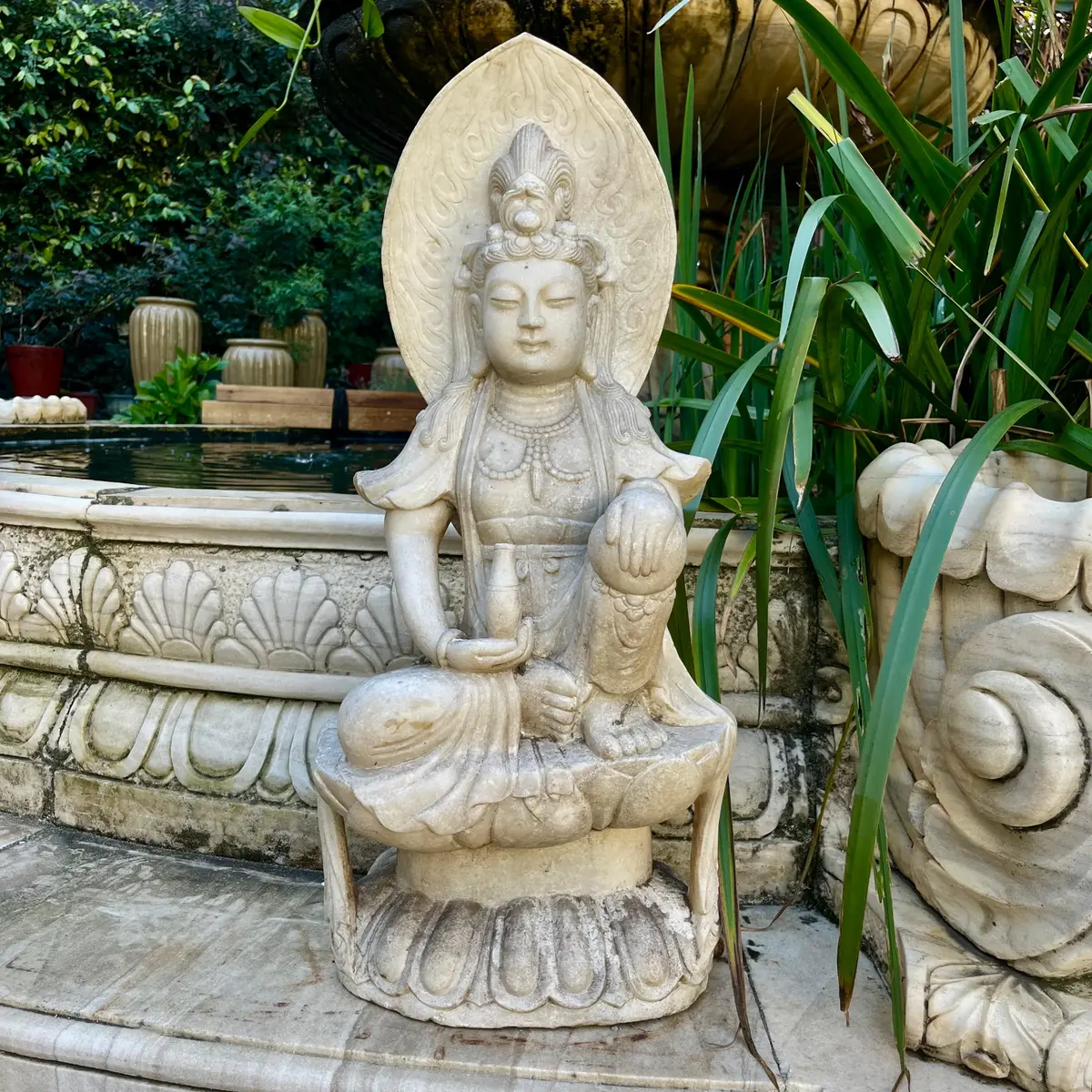 Antique Carved Marble Buddha 1