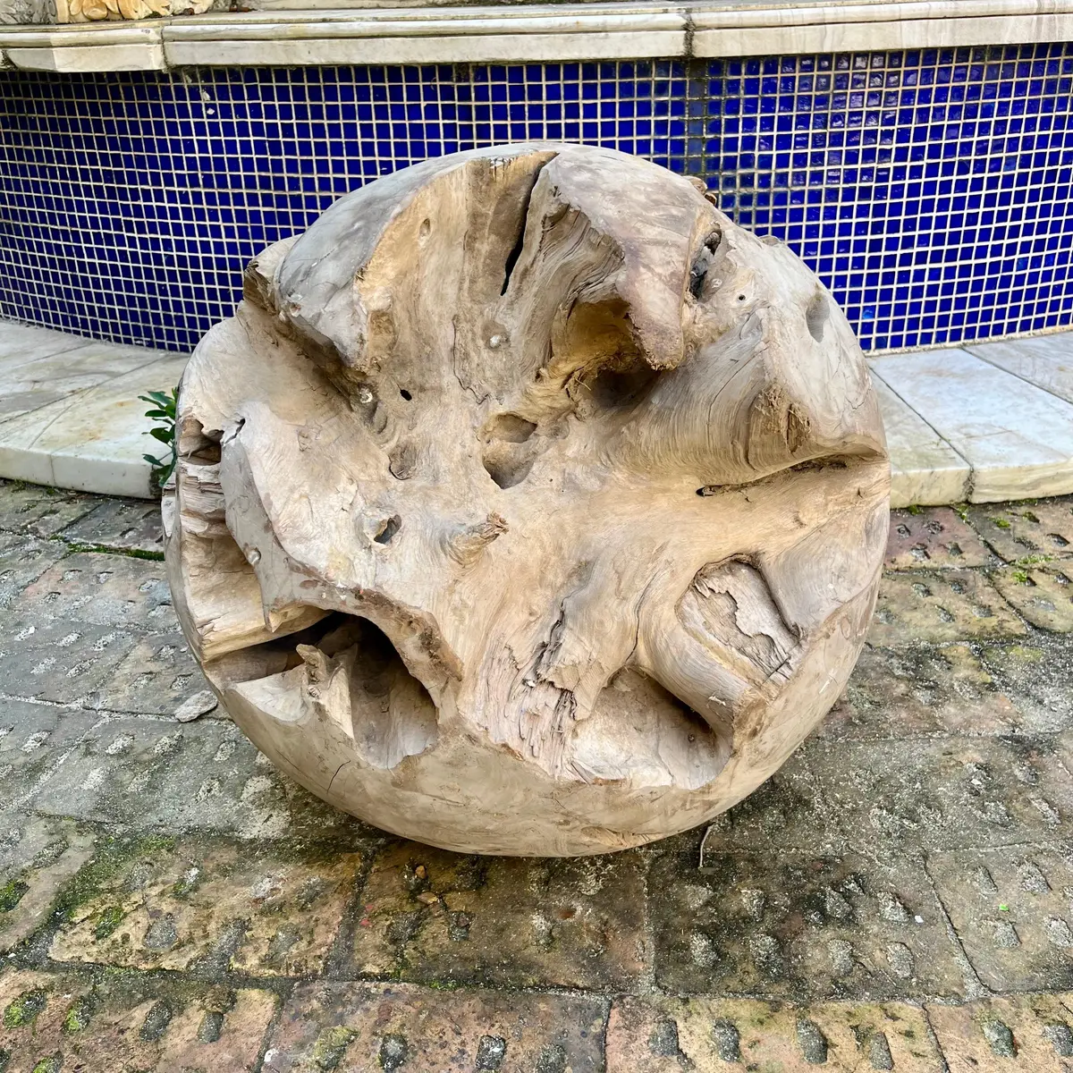 Organic Carved Wooden Decor Ball 1