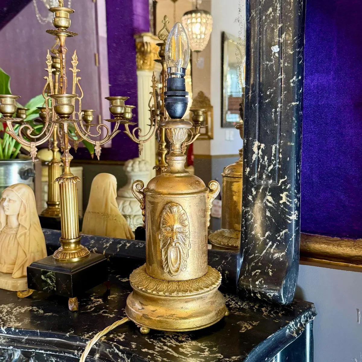 Antique Carved Gilt Lamp Of Zeus 1