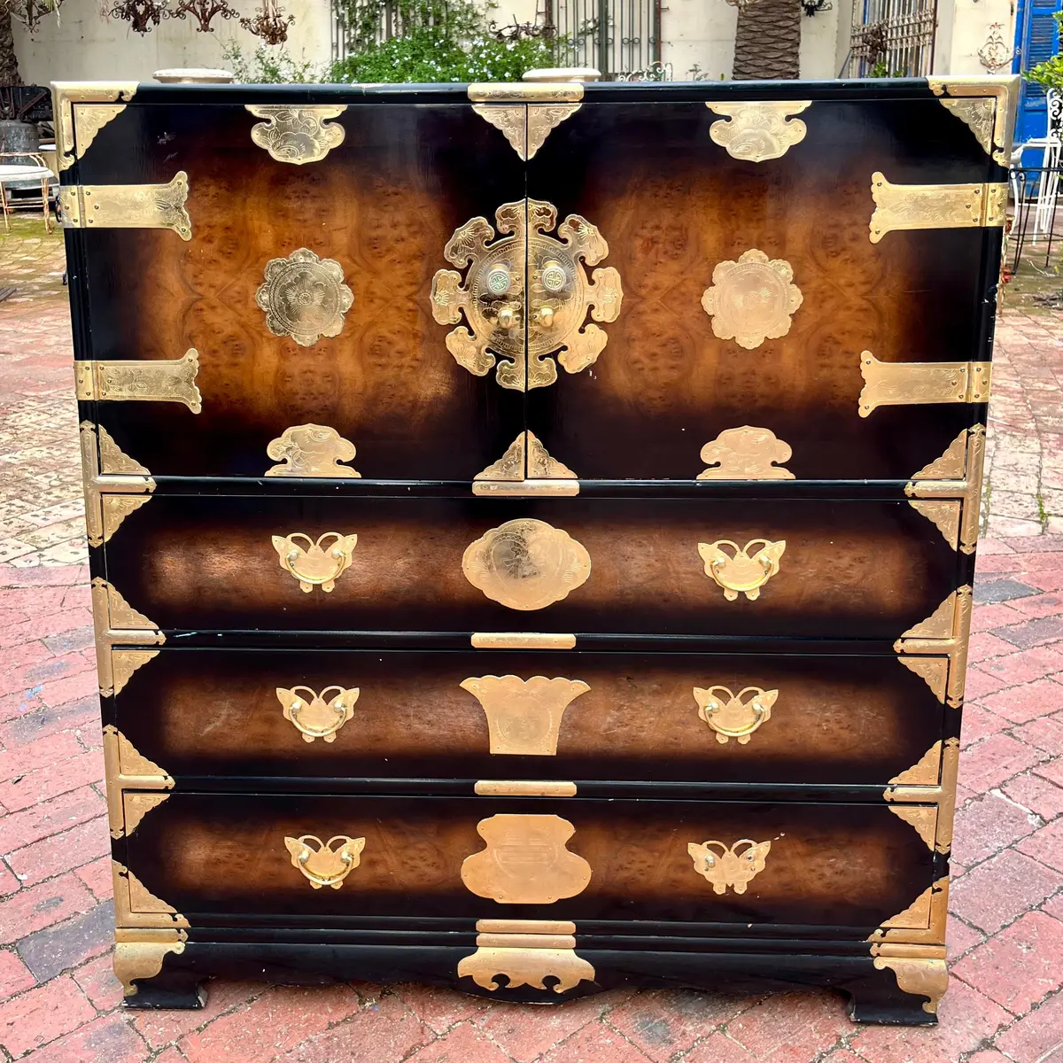 Vintage Korean Tansu Chest With Brass Mounts - Sold 1
