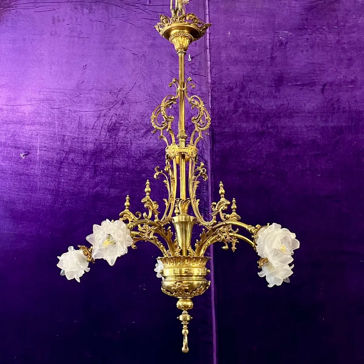 Large French Rococo Revival Chandelier In Gilded Brass, C.1900 1