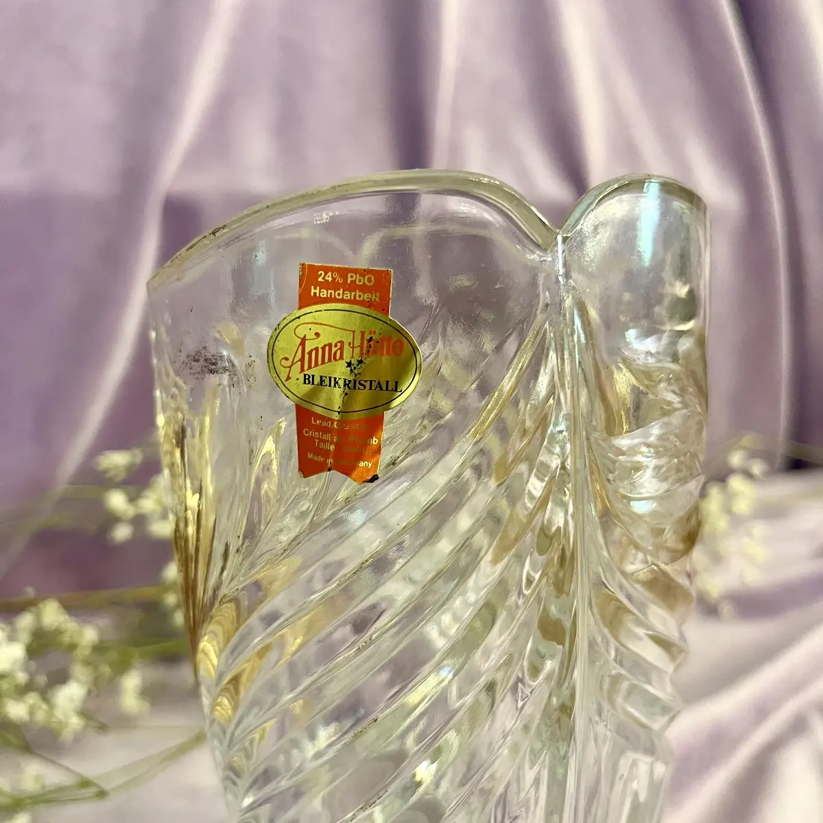 Bohemian Cut Crystal Vase With Gilded Leaf Motif 2