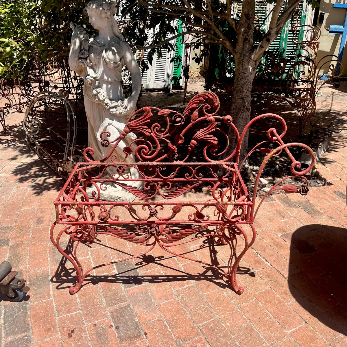 Beautiful Scrollwork Wrought Iron Settee 1
