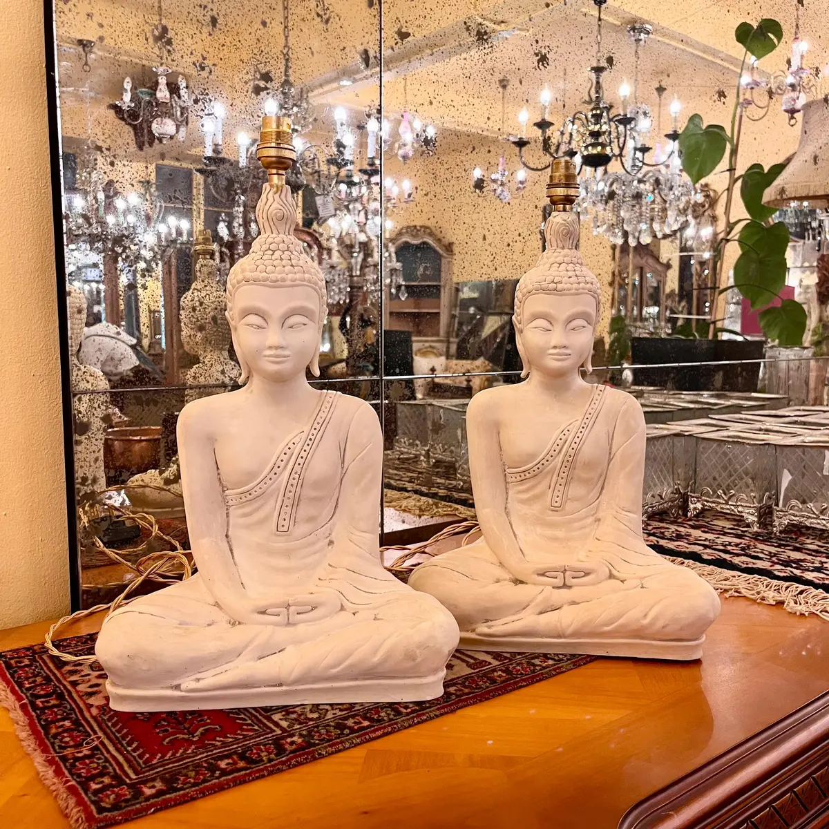 Pair Of Serene Seated Buddha Table Lamps 1