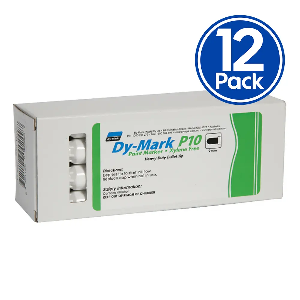 Dy-Mark Paint Marker P10 Heavy Duty Bullet Tip White 2Mm X 12 Pack 1