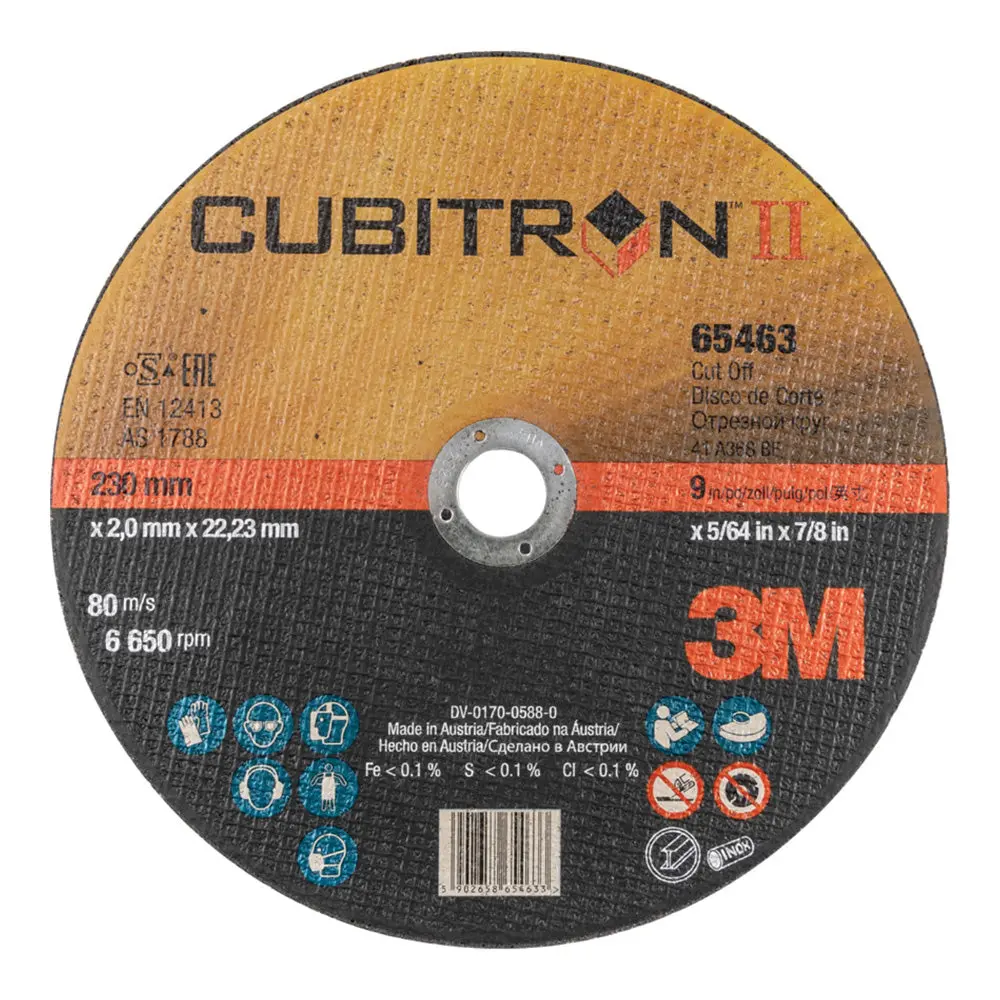 3M Cubitron Ii Cut Off Wheel 65463 230X2x22mm 9" Cutting Disc 1