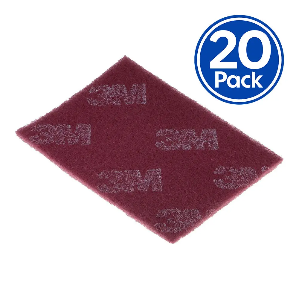3M 7447 Scotch Brite General Purpose Maroon Hand Pad 150Mm X 230Mm X 20 Pack Box 1