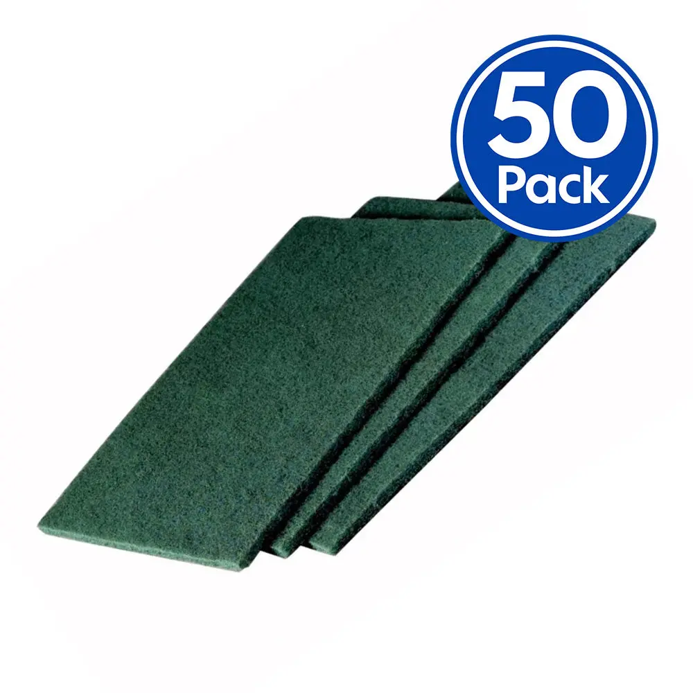 3M Scotch-Brite Medium Duty Scouring Pad 96 Green 230Mm X 150Mm X 50 Pack Box 1