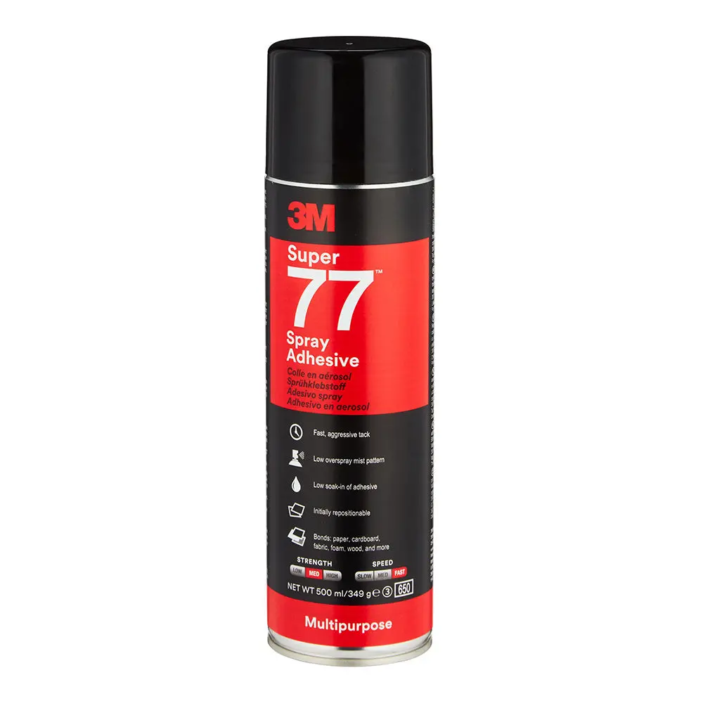 3M Super 77 Multi Purpose Fast Tack Spray Adhesive 375G Clear 1