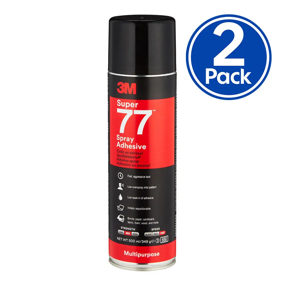 3M Super 77 Multi Purpose Fast Tack Spray Adhesive 375G Clear X 2 Pack 1