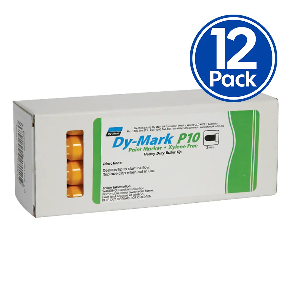 Dy-Mark Paint Marker P10 Heavy Duty Bullet Tip Yellow 2Mm X 12 Pack 1
