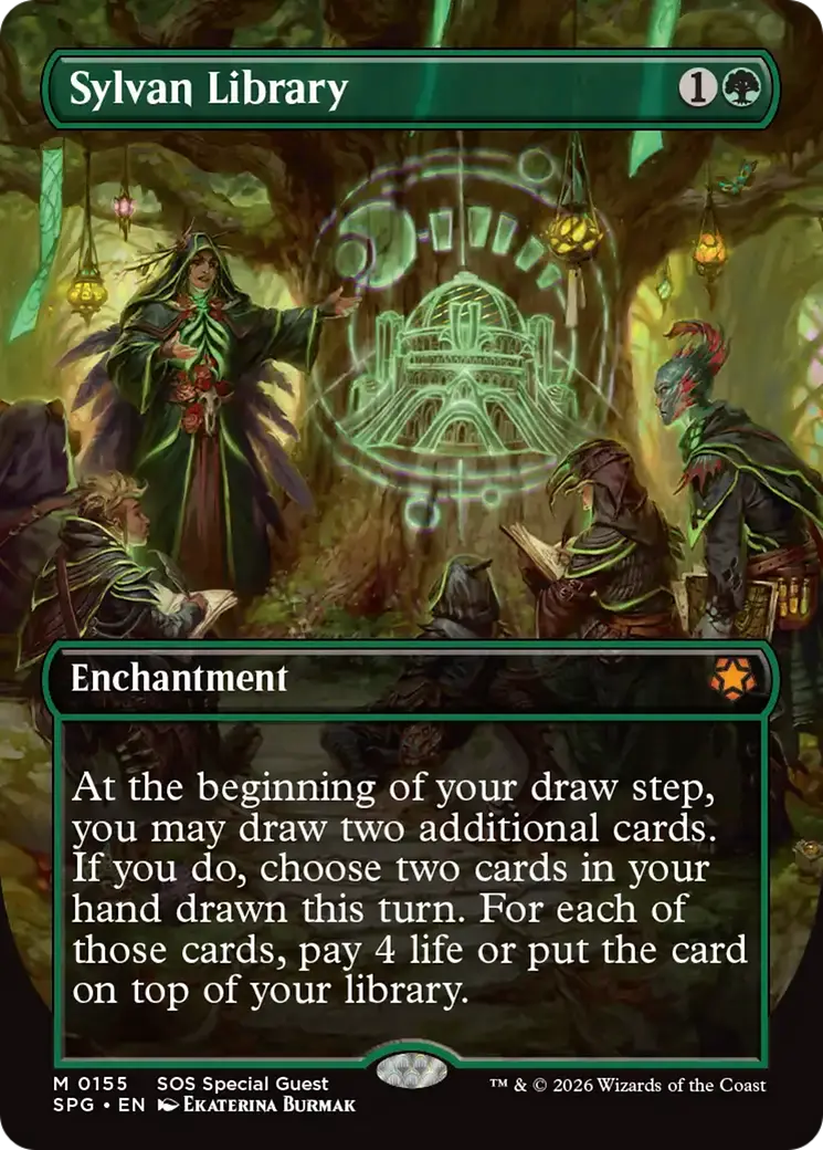 Sylvan Library (Borderless) [Secrets Of Strixhaven Special Guests] 1