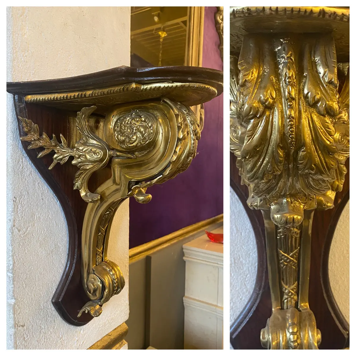Beautiful Hand Carved Corbels With Brass Details - Sold 1