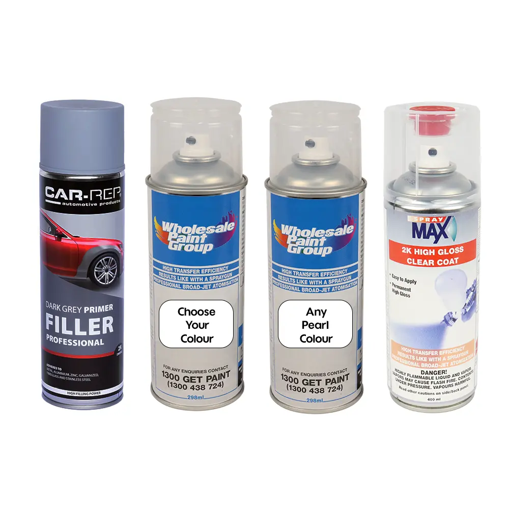 Automotive Touch Up Spray Can Choose Your Pearl Colour + 2K Clear Coat + Primer 1