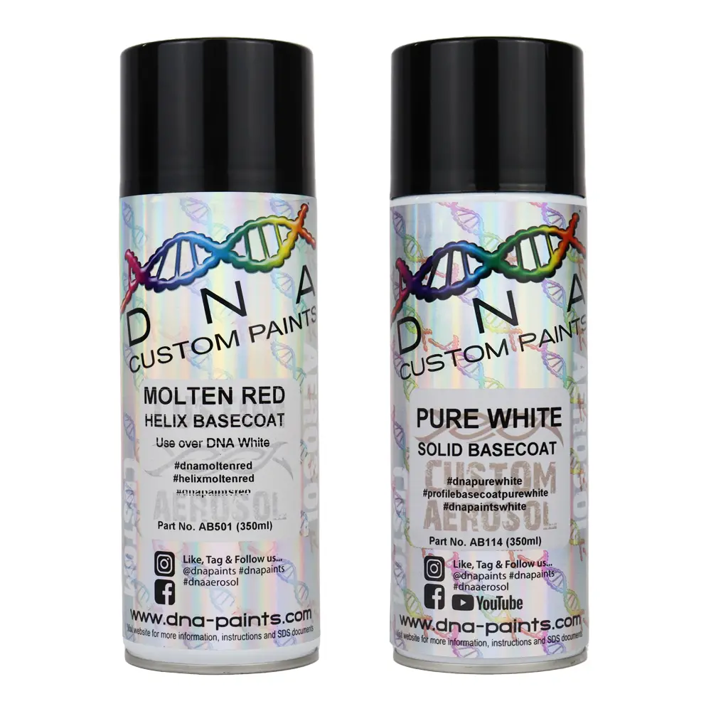Dna Paints Helix Basecoat Spray Paint 350Ml Aerosol Molten Red With Undercoat 1