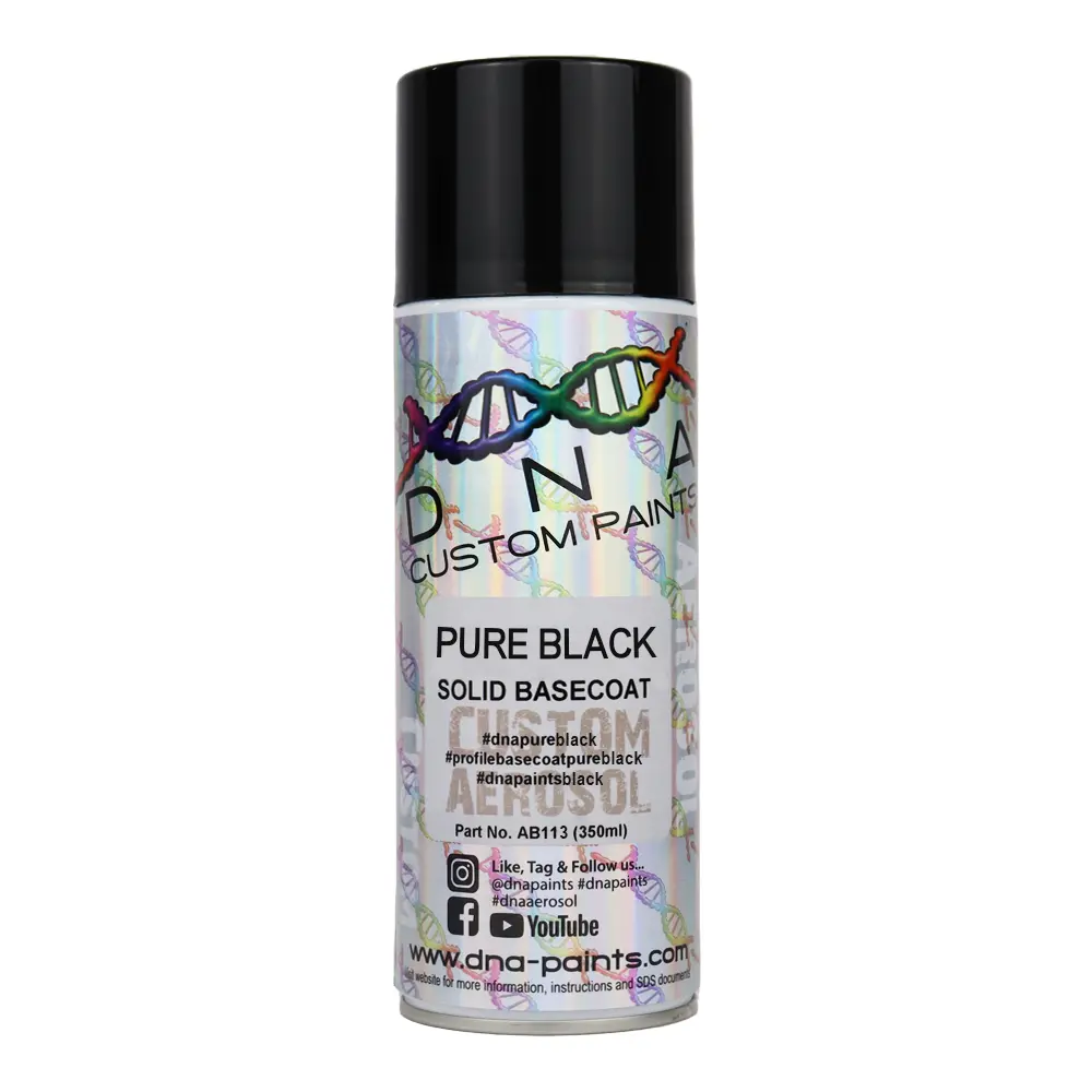 Dna Paints Solid Basecoat Spray Paint 350Ml Aerosol Pure Black 1
