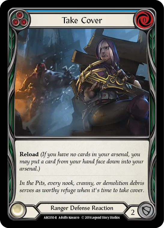 Take Cover (Blue) [Arc050-R] (Arcane Rising)  1St Edition Rainbow Foil 1