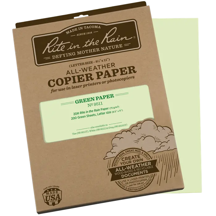 Rite-In-The-Rain - #9511 Copier Pak, 8.5" X 11", Pkg/200, Green 1