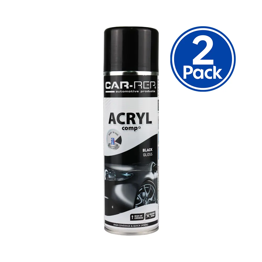 Car-Rep Professional Automotive Gloss Acrylic Aerosol 500Ml Black X 2 Pack 1