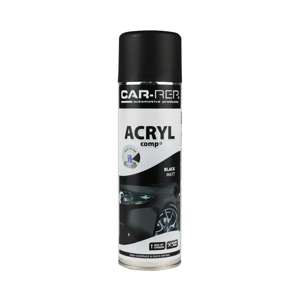 Car-Rep Professional Automotive Matt Acrylic Aerosol 500Ml Black 1