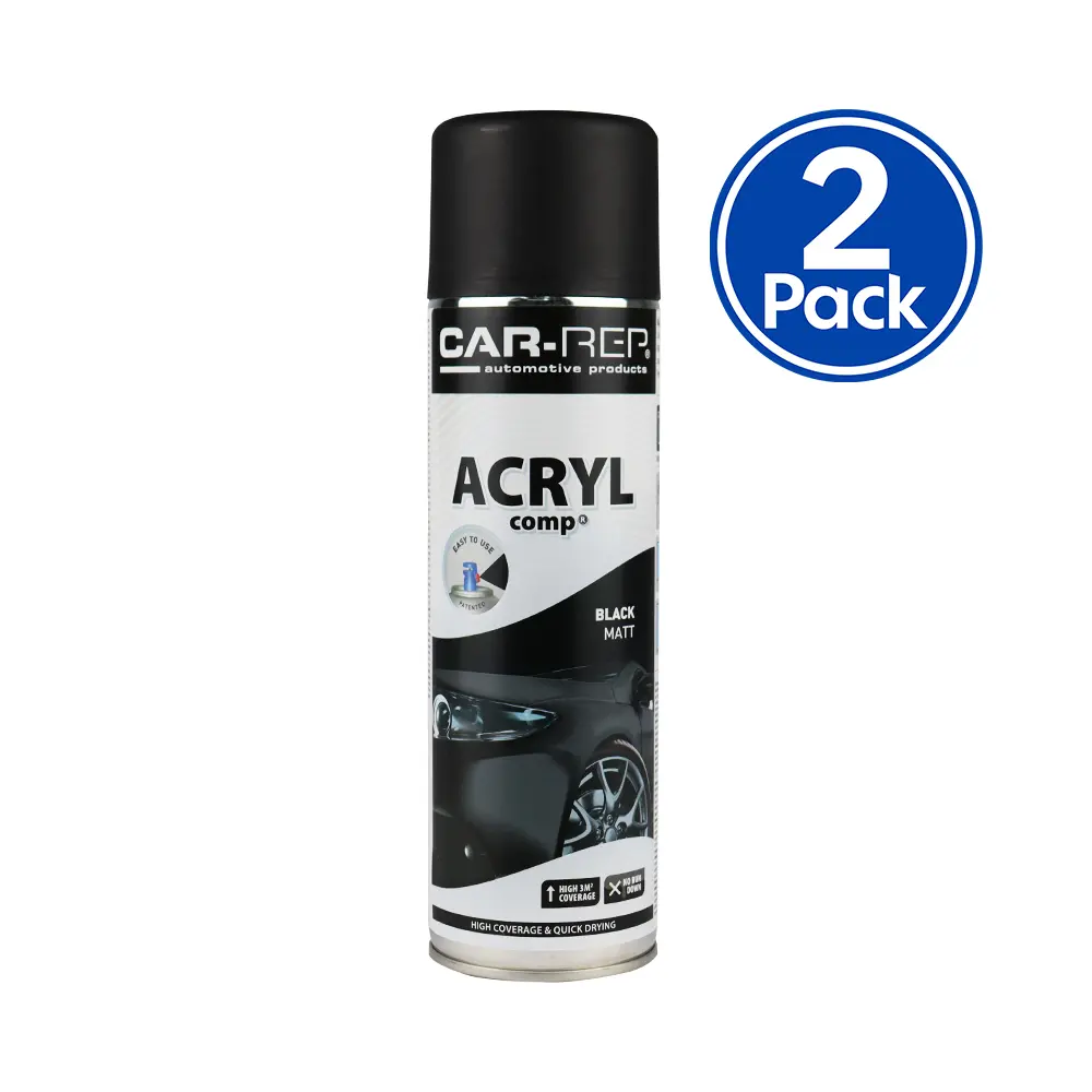 Car-Rep Professional Automotive Matt Acrylic Aerosol 500Ml Black X 2 Pack 1