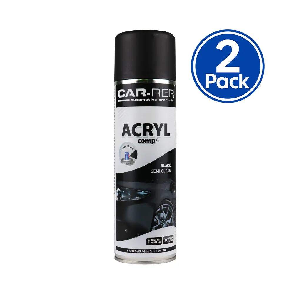 Car-Rep Professional Automotive Semi Gloss Acrylic Aerosol 500Ml Black X 2 Pack 1