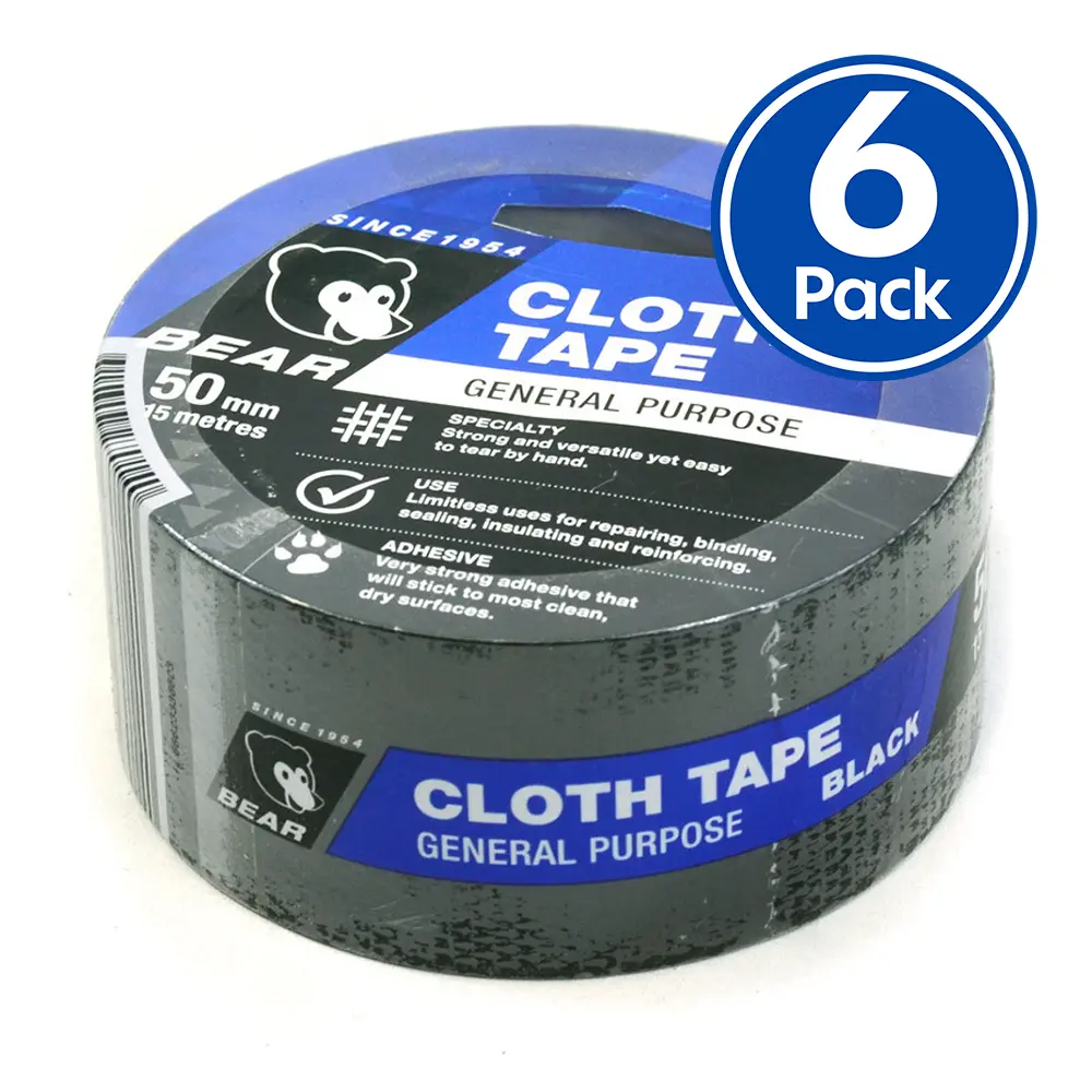 Norton Premium Grade Black Cloth Tape 50Mm X 15M 6 Pack 1
