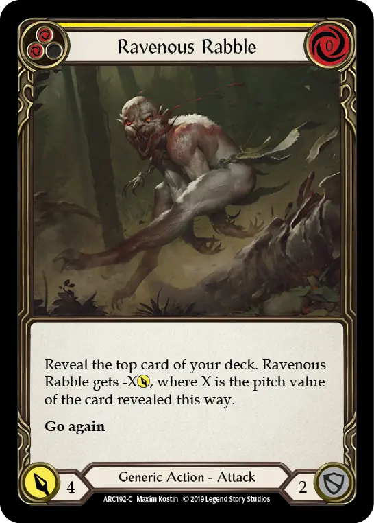 Ravenous Rabble (Yellow) [Arc192-C] (Arcane Rising)  1St Edition Rainbow Foil 1