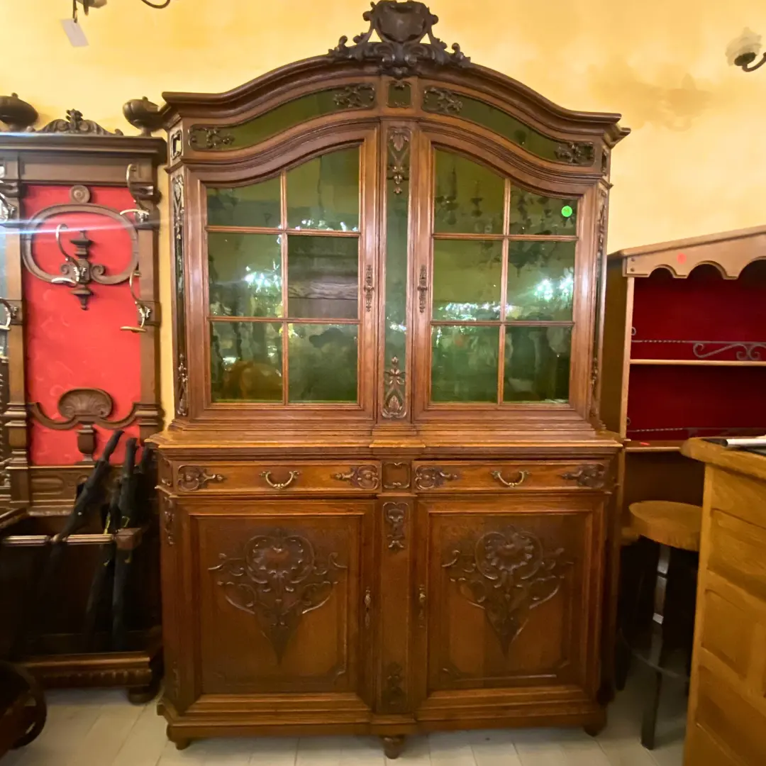 Antique French Oak Display Cabinet 1