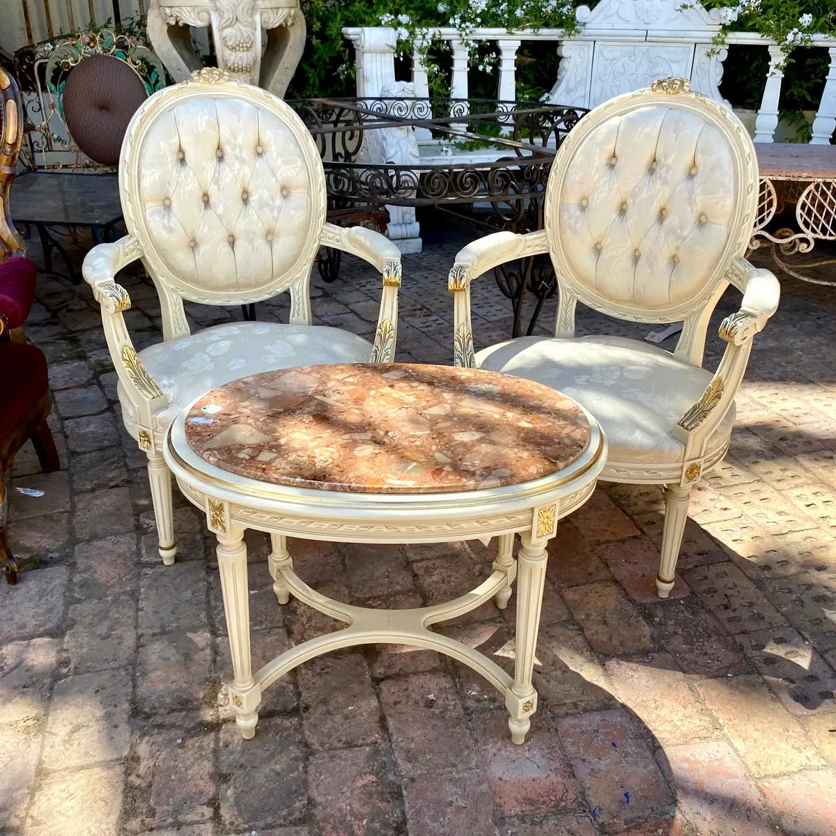 Vintage Cream And Gilt Coffee Table 1