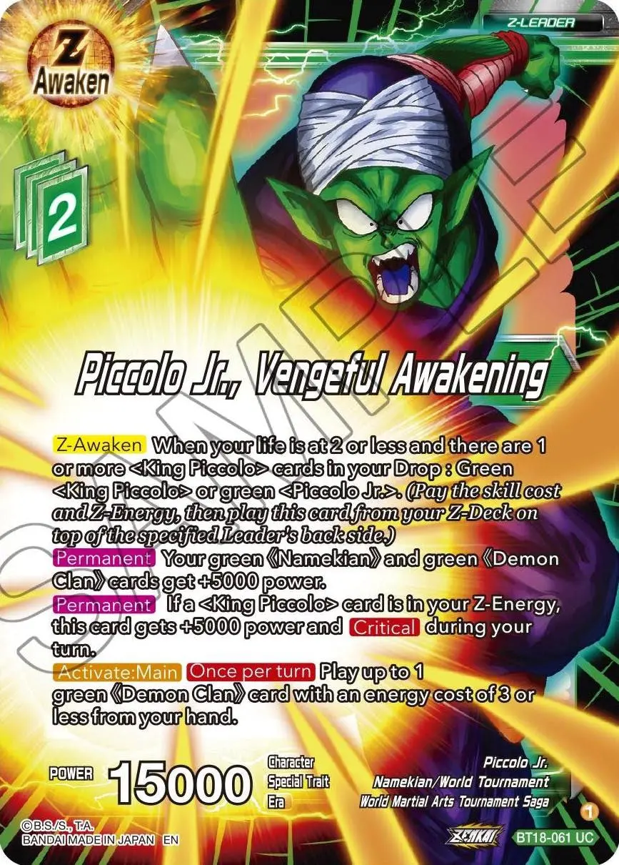 Piccolo Jr., Vengeful Awakening (Bt18-061) [Dawn Of The Z-Legends] 1