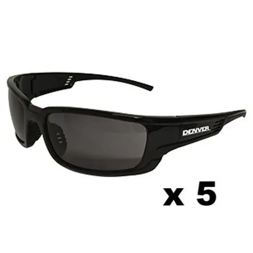 Maxisafe Denver Safety Glasses As/Nzs1337 Anti Scratch Fog Coat Black Smoke X 5 1
