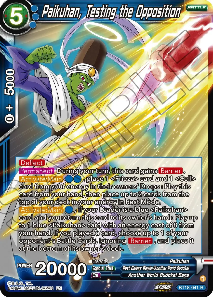 Paikuhan, Testing The Opposition (Bt18-041) [Dawn Of The Z-Legends] 1