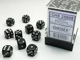 Chessex 36D6 Opaque Black/ White 1