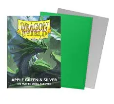 Dragon Shield Matte Dual Sleeves Apple Green & Silver 100 Count Sleeves 1