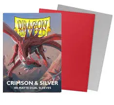 Dragon Shield Matte Dual Sleeves Crimson & Silver 100 Count Sleeves 1
