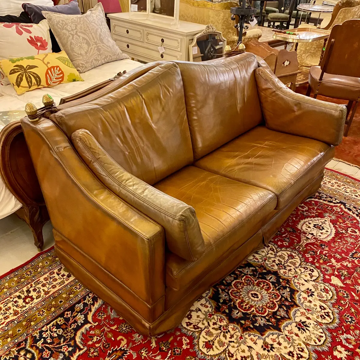 Vintage Leather Knoll Sofa With Arched Back - Sold 1