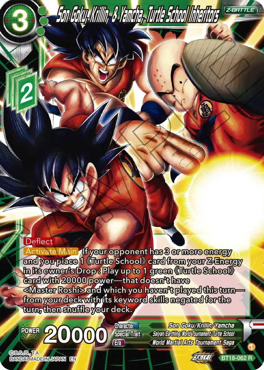 Son Goku, Krillin, & Yamcha, Turtle School Inheritors (Bt18-062) [Dawn Of The Z-Legends] 1