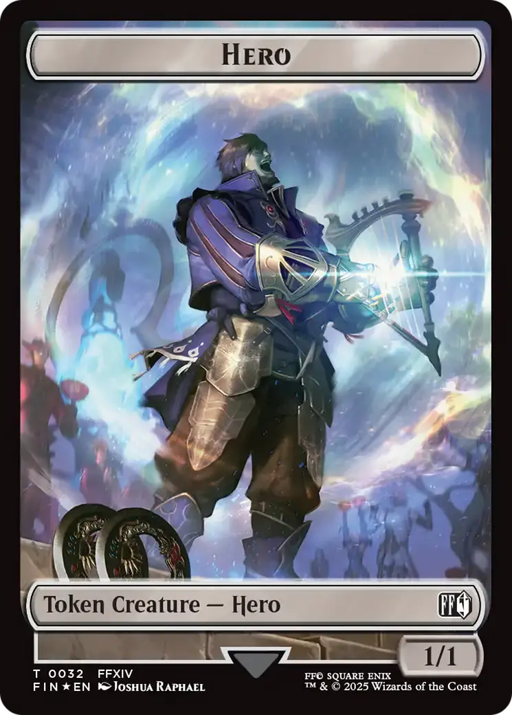 Human Soldier // Hero (0032) Double-Sided Token (Surge Foil) [Final Fantasy Commander Tokens] 2