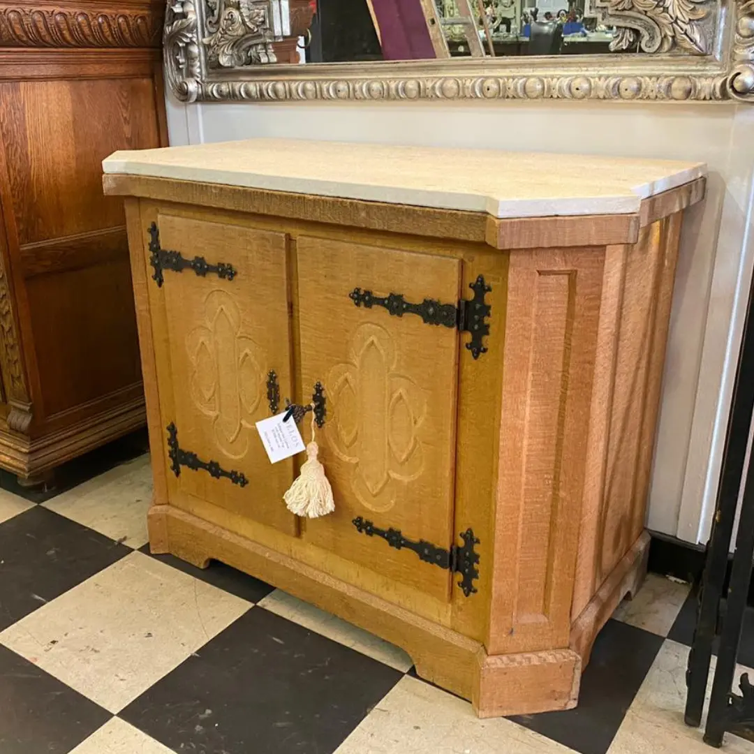 Antique Maple Wood Cabinet With Stone Top 1