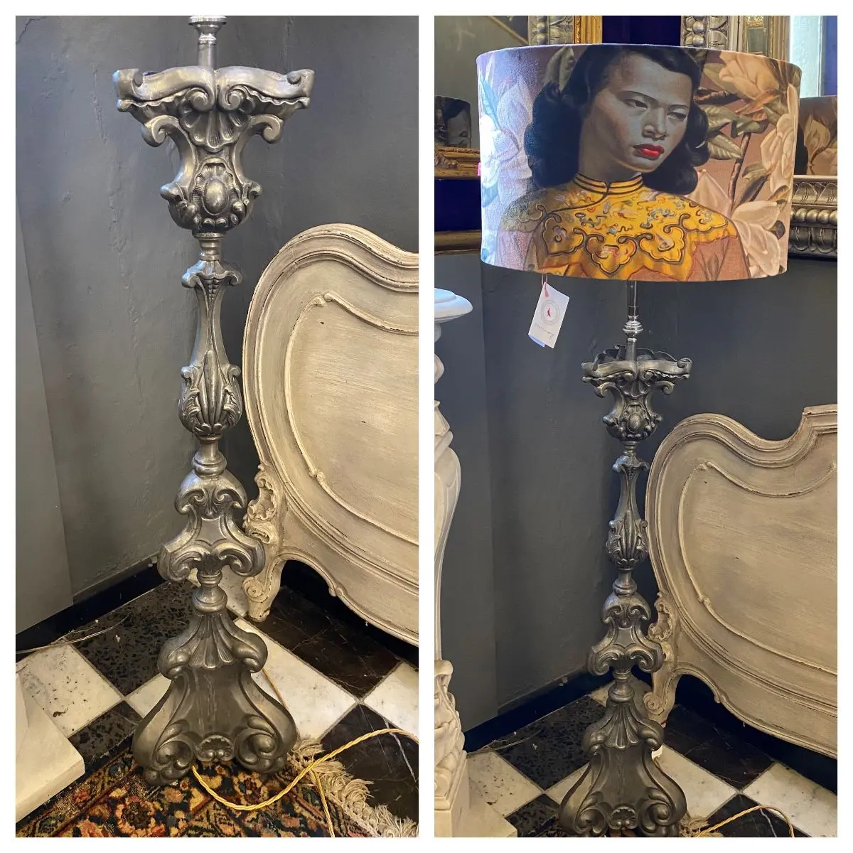 Beautiful Heavy Antique Nickel Standing Lamp - Sold 1