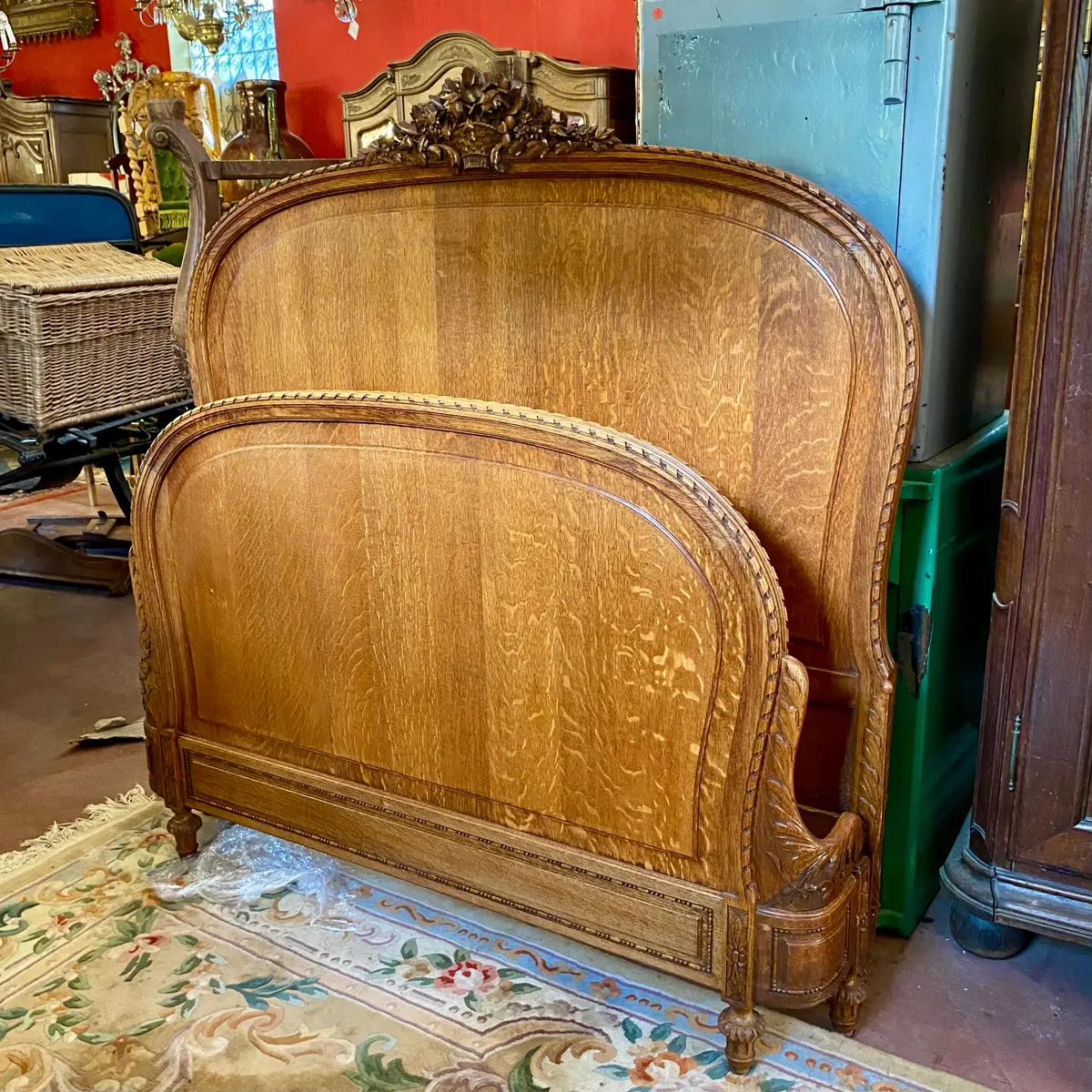 Antique Carved Oak Double Bed Frame - Sold 1
