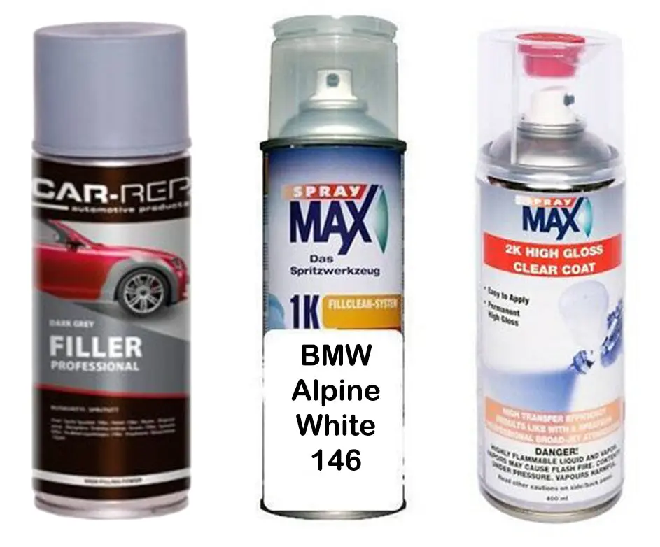 Auto Touch Up Paint Bmw Alpine White 146 Plus 2K Clear Coat & Primer 1
