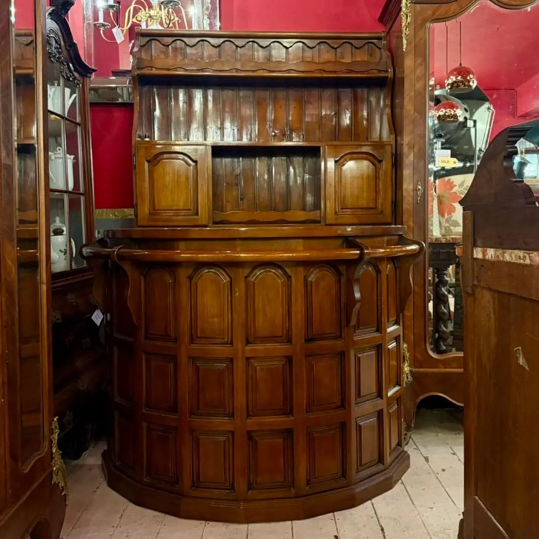 Antique Mahogany Curved Bar 1