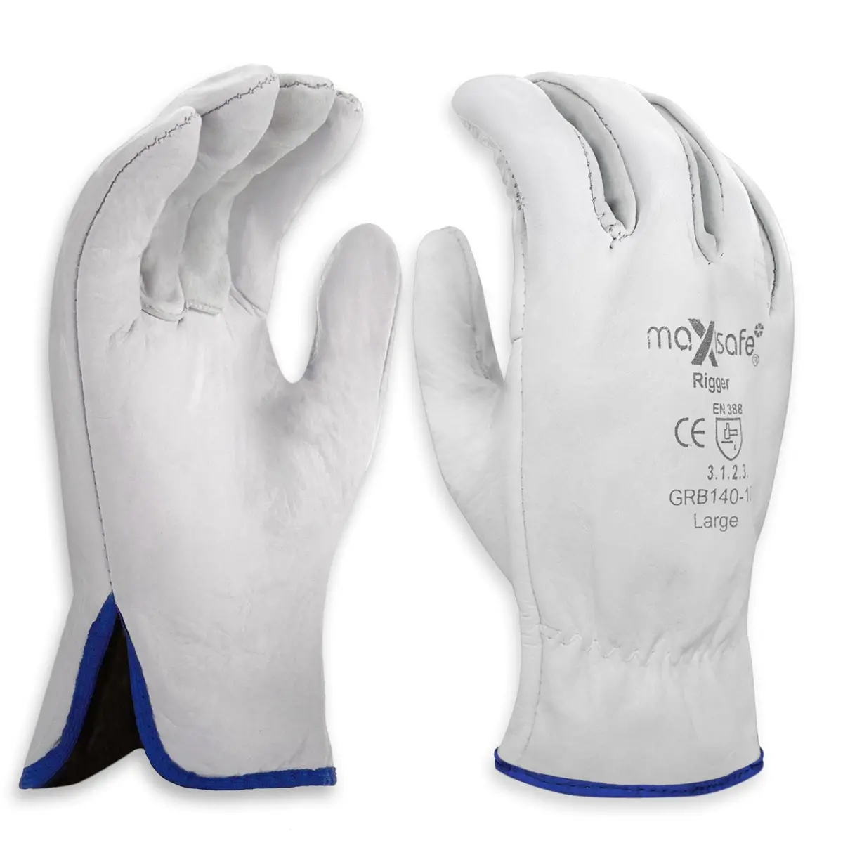 General Purpose Maxisafe Riggers Gloves Premium Cow Grain Leather Soft White 1