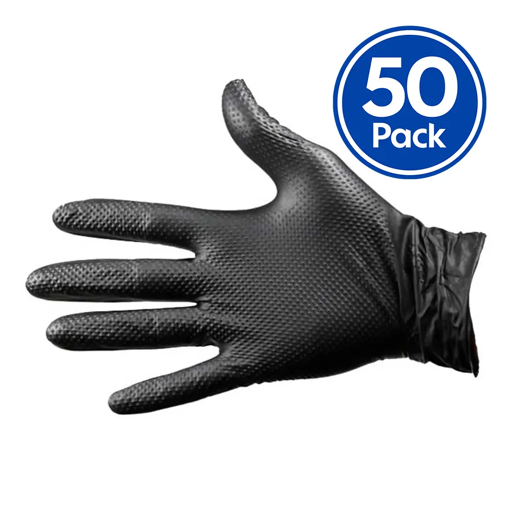 Proval Blax Hd Heavy Duty Disposable Black Nitrile Gloves X 50 Pack Textured M - Xxl 1