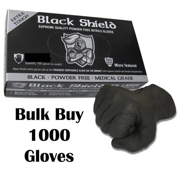 Black Nitrile Gloves Disposable Nitro Powder Free Industrial Grade Gloves Medium X 1000 1