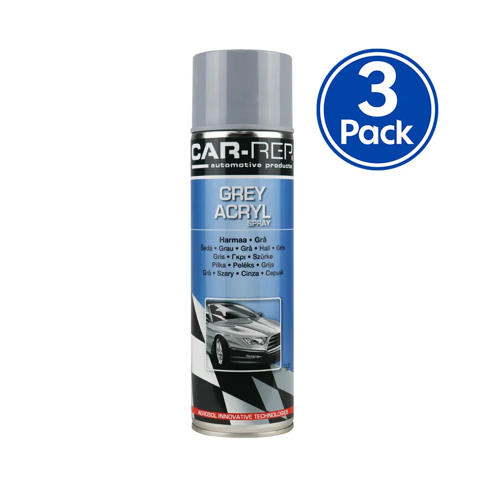 Car-Rep Professional Automotive Acrylic Aerosol 500Ml Grey X 3 Pack 1