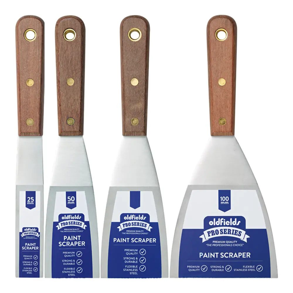 Oldfields Pro Series Scrapers 25Mm To 100Mm Stainless Steel Paint Stripping Knife Scraper 1
